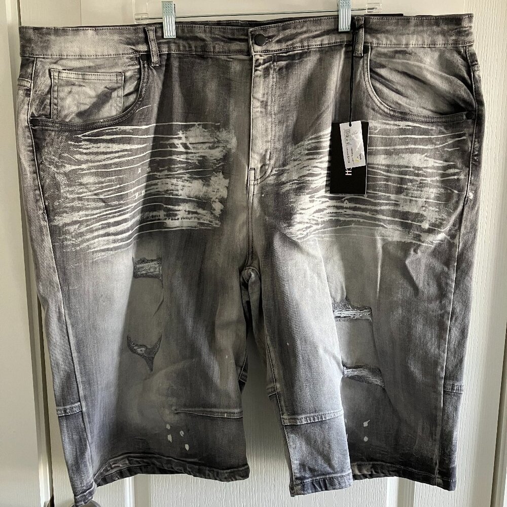 Legendary Status Grey Distressed Size 46 Demin Paint Splatter Shorts Grunge Goth